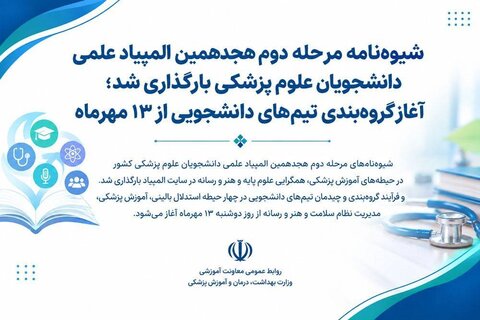شیوه‌نامه مرحله دوم هجدهمین المپیاد علمی دانشجویان علوم پزشکی بارگذاری شد